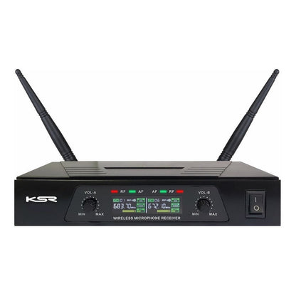 Microfone Sem Fio Ksr Uhf Duplo Mão + Headset Preto
