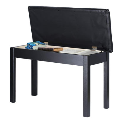 Banco Banqueta Piano P/ 2 Pessoas Madeira Couro Sonata B111 Preto