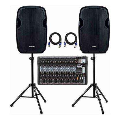 Kit Som Igreja Bar Caixa Ativa 15 Ksr K815 + Mesa 16 + Tripe Preto