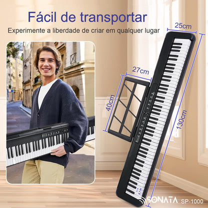 Piano Digital 88 Teclas 400 Estilo Sonata Sp1000 Estante Q2x Preto 127/220v