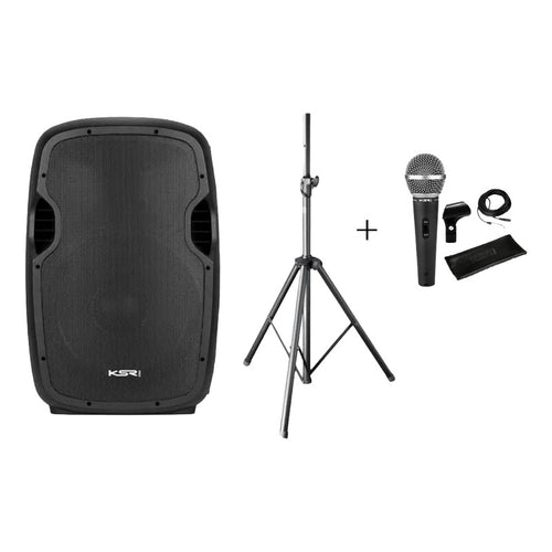 Caixa Ativa 12 Ksr K812 Usb Bluetooth 500w Tripe + Microfone Preto 127/220v