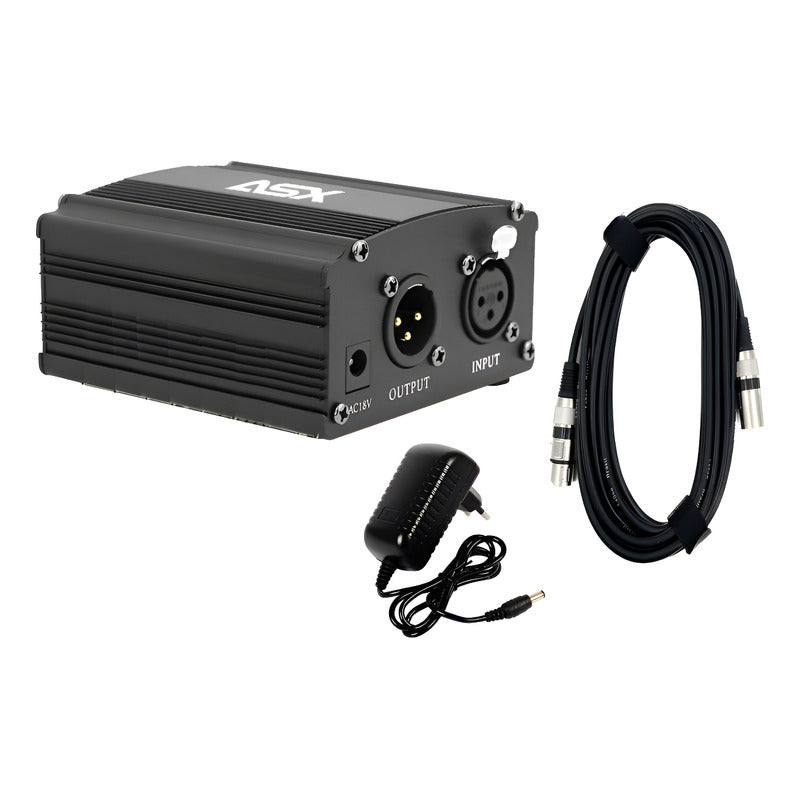 Phantom Power Asx Pro Fantom 48v + Fonte + Cabo Xlr - 220v 220v
