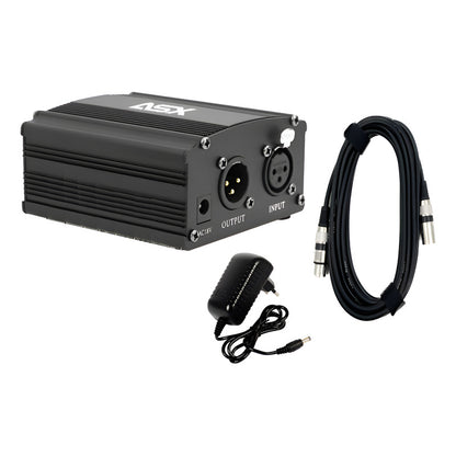 Phantom Power Asx Pro Fantom 48v + Fonte + Cabo Xlr - 220v 220v