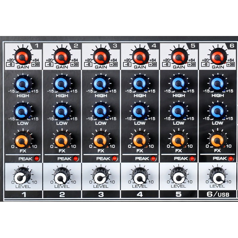 Mesa De Som Ksr K-06m 6 Canais Bluetooth Usb Phantom Mp3 Fx Delay 127/220v