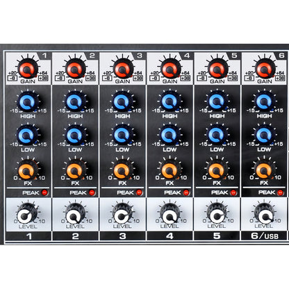 Mesa De Som Ksr K-06m 6 Canais Bluetooth Usb Phantom Mp3 Fx Delay 127/220v