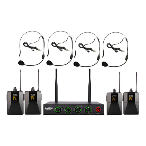 Microfone Sem Fio Headset Quadruplo Ksr Pro Br6080 200 Canal Preto