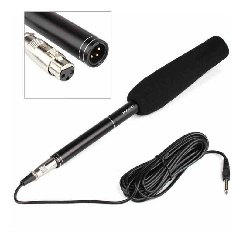 Microfone Direcional Shotgun Ksr Pro Kt81 Canon Sony Ht81 Preto