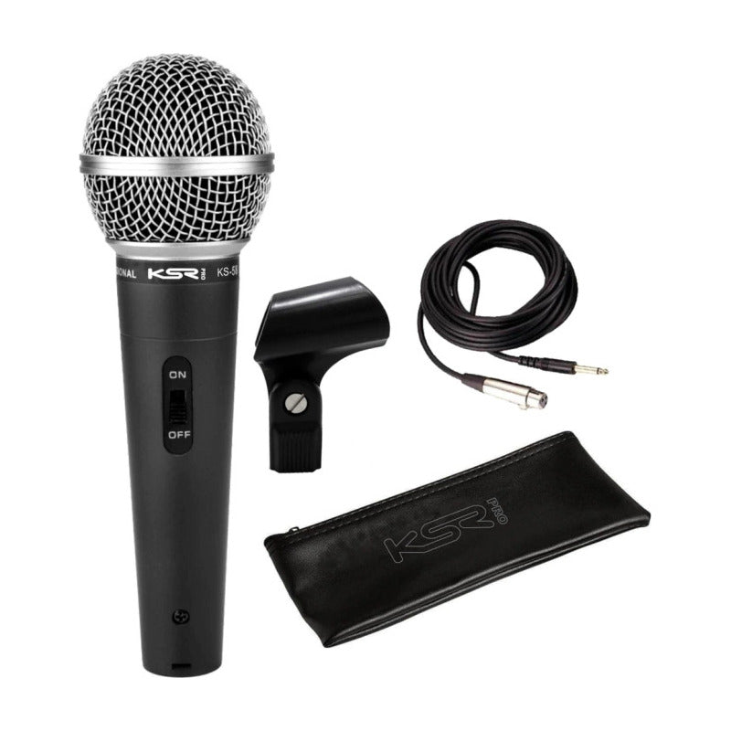 3 Microfone Ksr Pro Ks58 Cabo Cachimbo E Bag Preto