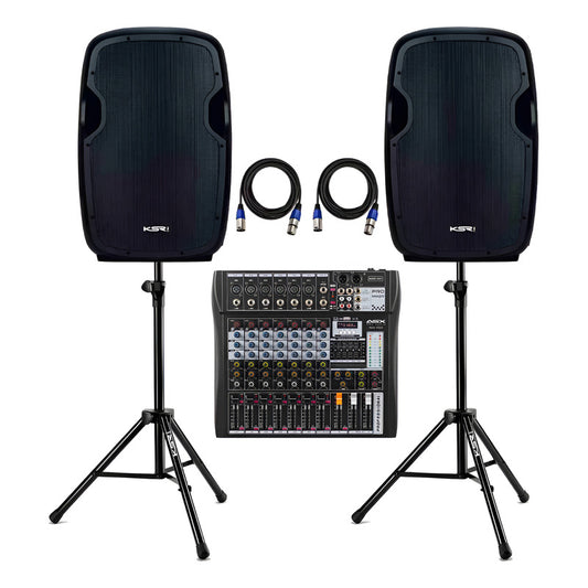 Kit Som Igreja Bar Caixa Ativa 15 Ksr K815 + Mesa 8 + Tripe Preto