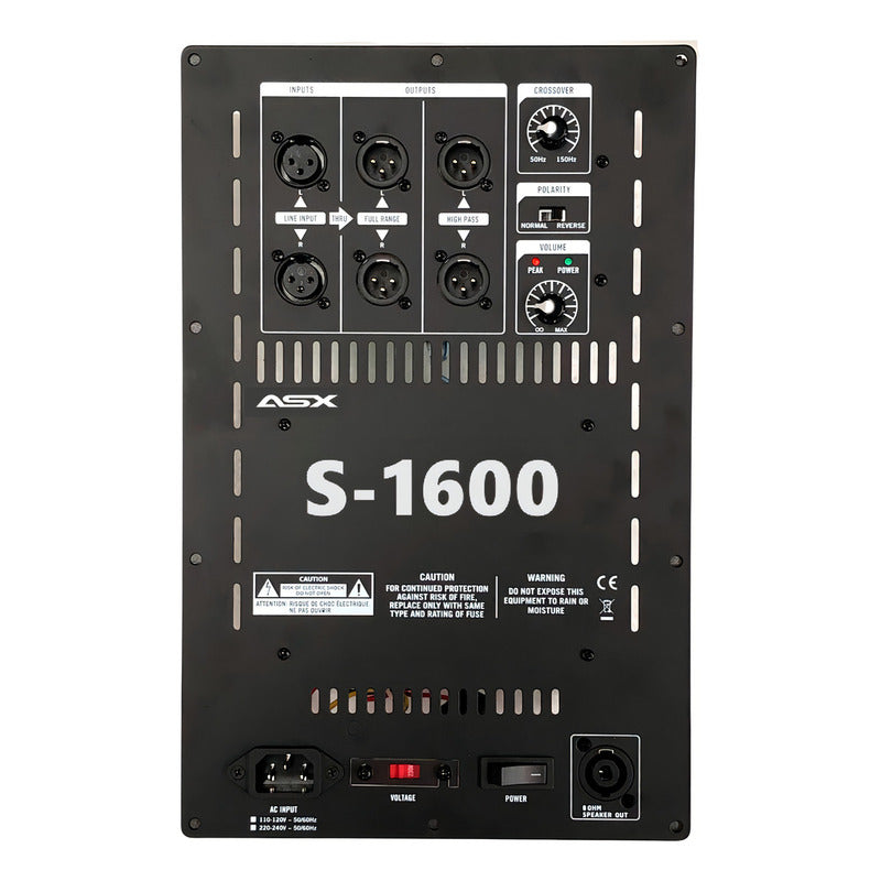 Amplificador Para Sub Ativador 1600w Classe D Asx Pro Audio Cor Preto Potência De Saída Rms 1600 W Bi-volt Chave