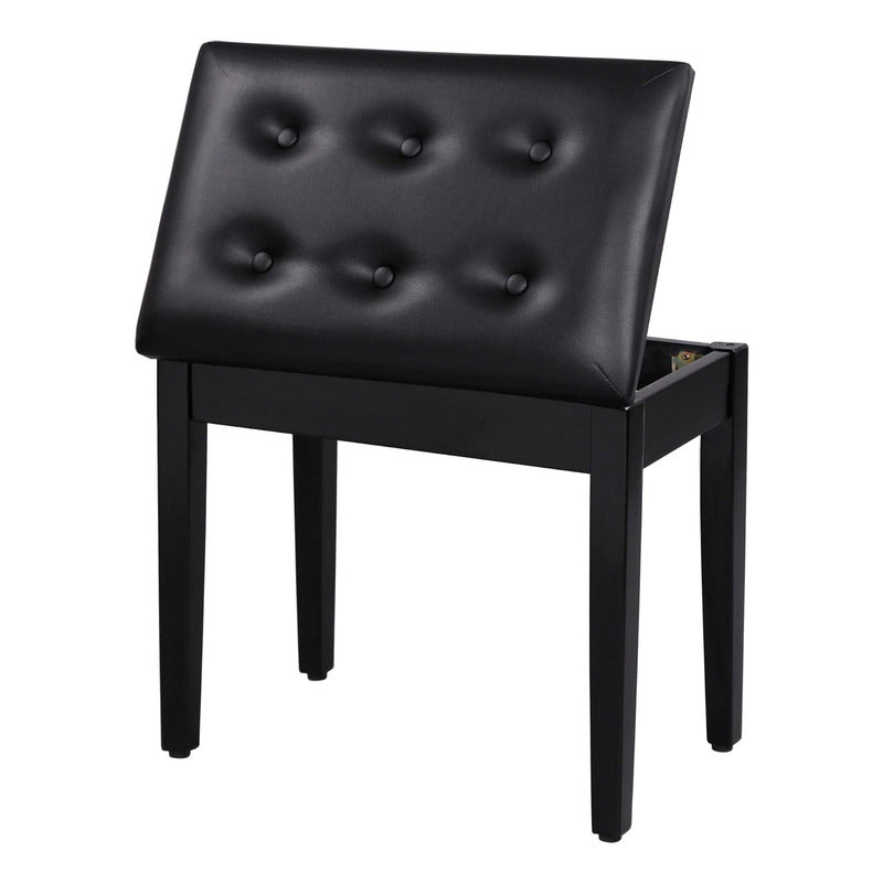 Banco Para Piano Banqueta Teclado Sonata Madeira Couro Ba100 Preto