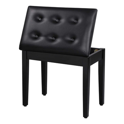 Banco Para Piano Banqueta Teclado Sonata Madeira Couro Ba100 Preto