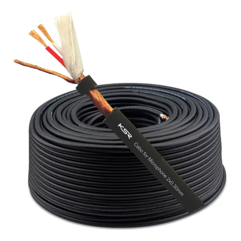 Fio Microfone Balanceado Estereo Dmx Rolo 100 Metro Ksr S30