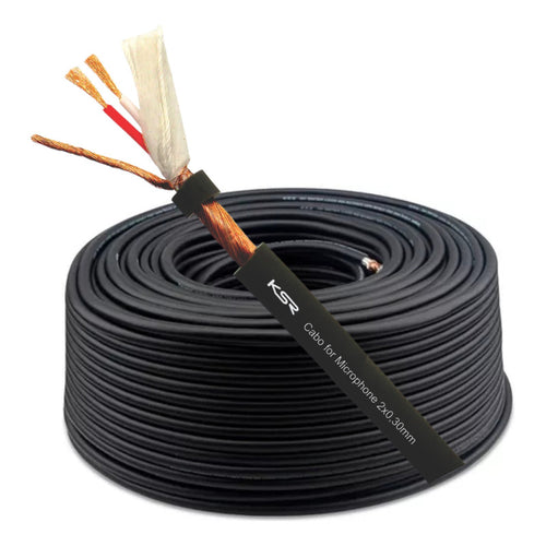 Fio Microfone Balanceado Estereo Dmx Rolo 100 Metro Ksr S30