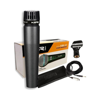 3 Microfone Instrumento Ksr Km57 Cabo Cachimbo Bag Sm57 Preto