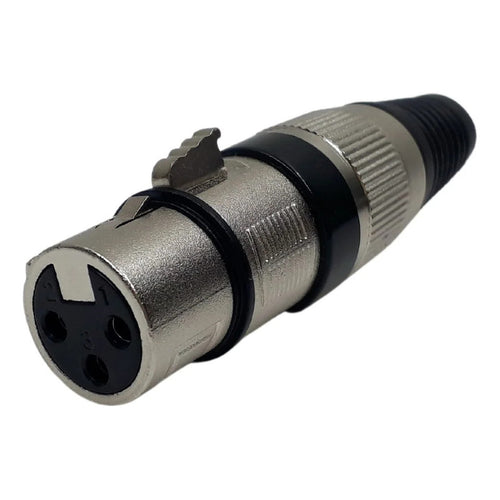 Kit 100 Plug Xlr Femea Canon Ksr Pro Microfone Dmx Niquel