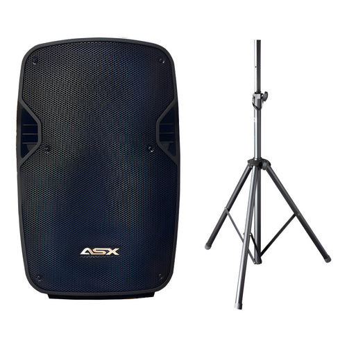 Caixa Ativa 15 Polegadas Profissional 500w Asx S1500 + Tripe Preto 127/220v