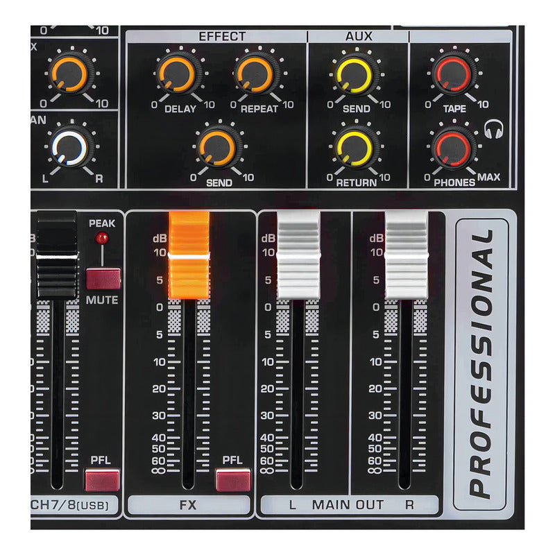 Mesa De Som 12 Canais Asx Com Equalizador Efeito Interface
