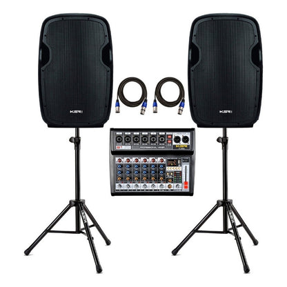Caixa Ativa 15 Polegadas Ksr Ativa K815 500w Preto Com Mesa E Tripé 127/220v