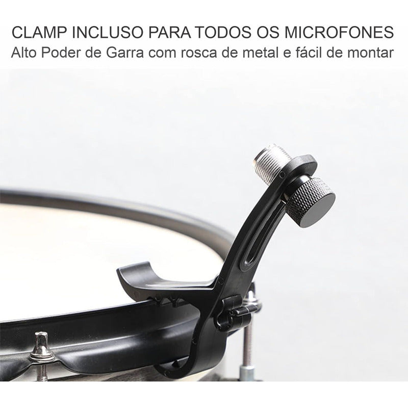 Kit De 5 Microfone Para Bateria Percussão Ksr Pro Km5x Bumbo Preto