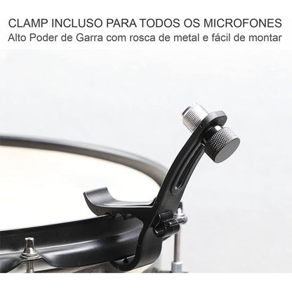 Kit De 5 Microfone Para Bateria Percussão Ksr Pro Km5x Bumbo Preto