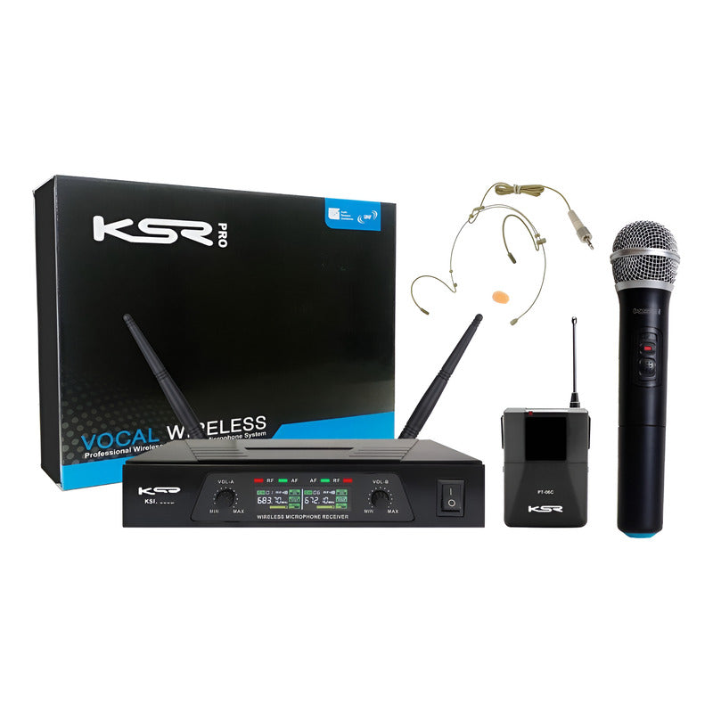 Microfone Sem Fio Headset Cor Da Pele Kt3a + Mão Ksr Pro Uhf Cor De Pele