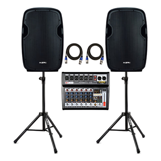 Kit Som Igreja Bar Caixa Ativa 15 Ksr K815 + Mesa 6 + Tripe Preto