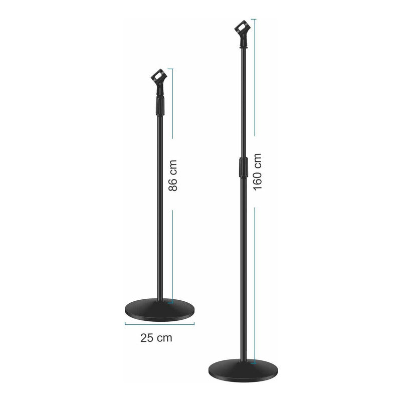 Pedestal Microfone Suporte Reto Pé De Ferro Maciço Ksr Kp2 Preto
