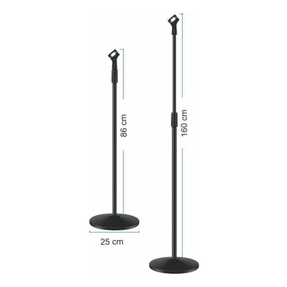 Pedestal Microfone Suporte Reto Pé De Ferro Maciço Ksr Kp2 Preto
