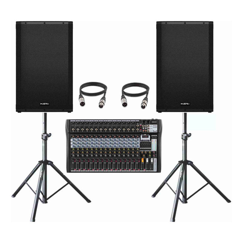 Kit Som Caixa Ativa 15 Ksr K1 + Mesa 16 + Tripe + Cabo 5m Preto