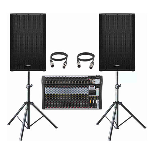 Kit Som Caixa Ativa 15 Ksr K1 + Mesa 16 + Tripe + Cabo 5m Preto