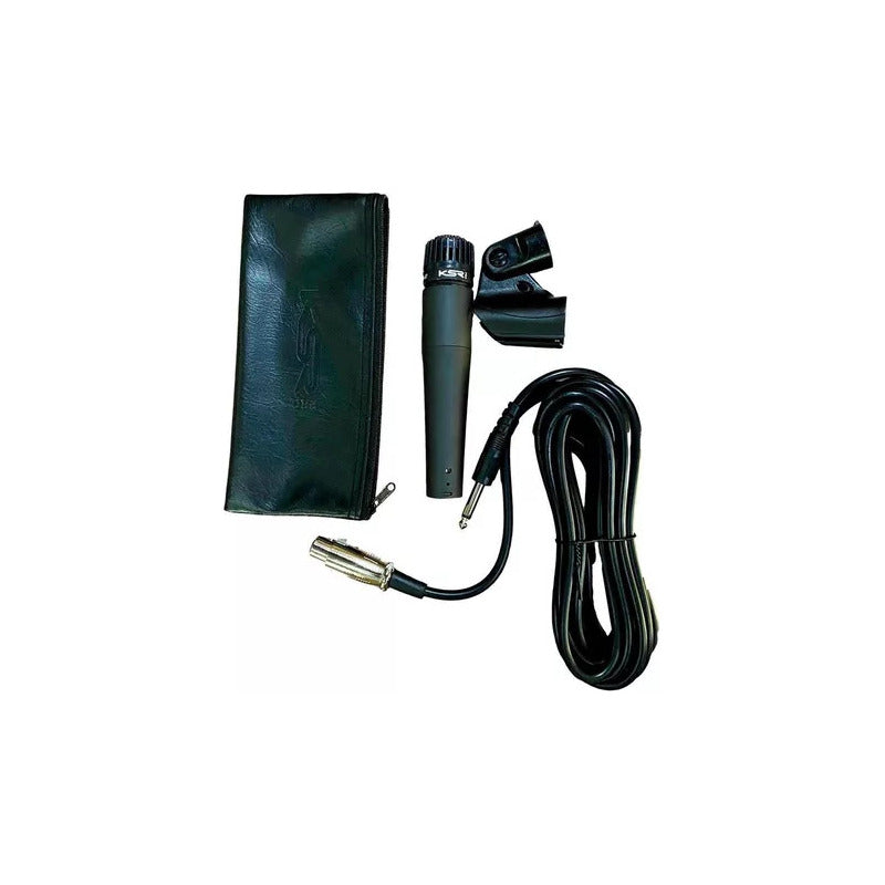 Microfone Instrumento Ksr Km57 Cabo Cachimbo E Bag Sm57 Preto