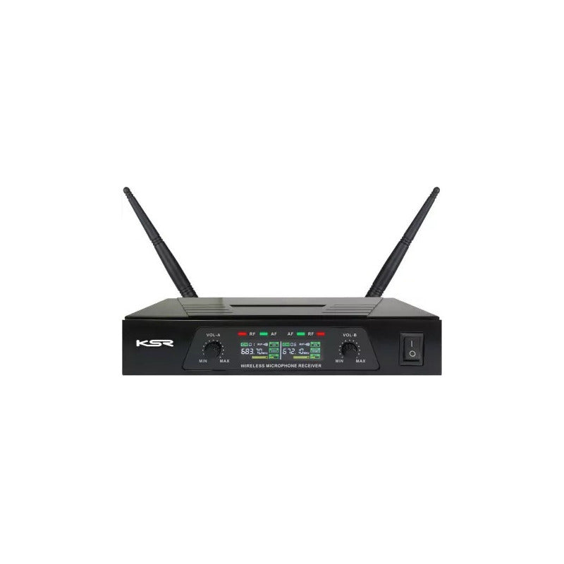 Microfone S/ Fio Duplo Ksr Uhf Mão Transmissor - Loja Preto