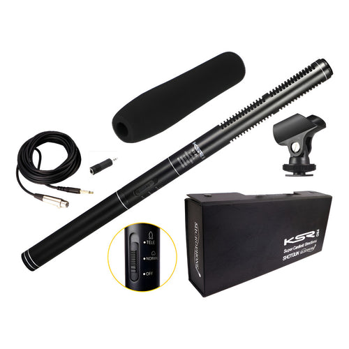 Microfone Direcional Shotgun Ksr Pro Kt81 Canon Sony Ht81 Preto