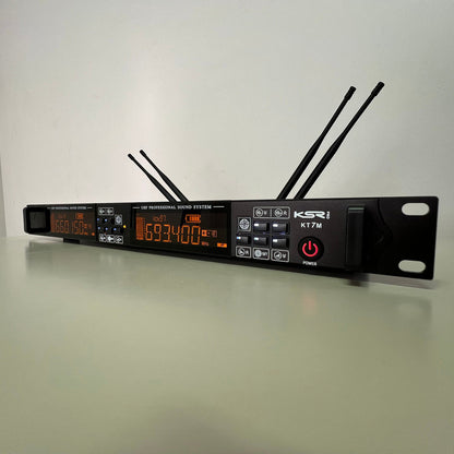 Microfone Sem Fio Duplo Profissional Ksr Recarregável Modelo Kt7m Preto