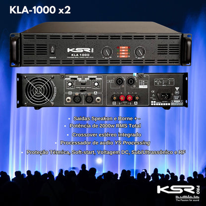 Potencia Profissional Kla2000w Rms Ksr Pro Kla1000 X2 Preto 2000 W 220v