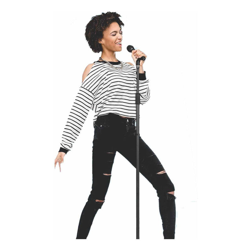 Pedestal Microfone Suporte Reto Pé De Ferro Maciço Ksr Kp2 Preto