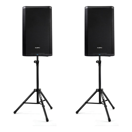 2 Caixas De Som Ativa 15 Poleg 2000 Watts Rms Ksr K2 + Tripé Preto 127/220v
