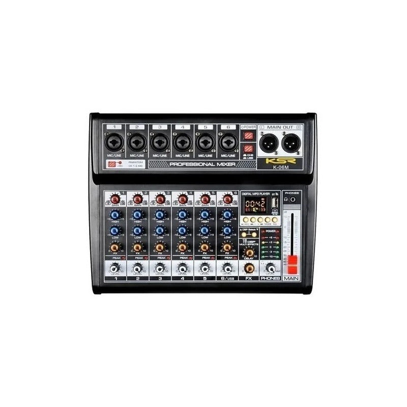 Kit Som Caixa Ativa 15 Ksr K1 + Mesa 06 + Tripe + Cabo 5m Preto 127/220v