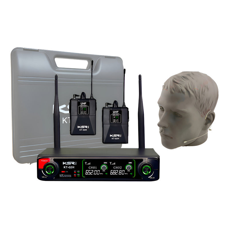 Microfone Sem Fio Headset Kt3a Duplo Cor De Pele Ksr Pro Uhf Cor De Pele