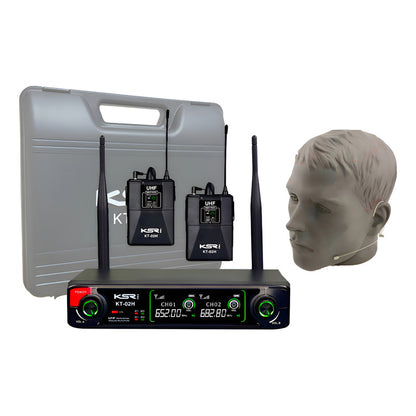 Microfone Sem Fio Headset Kt3a Duplo Cor De Pele Ksr Pro Uhf Cor De Pele
