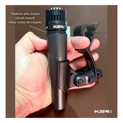 Kit De 5 Microfone Para Bateria Percussão Ksr Pro Km5x Bumbo Preto