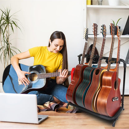 Estante 5 Guitarra Violao Baixo Mellody Dobrável J75 Loja Preta Cor Preta