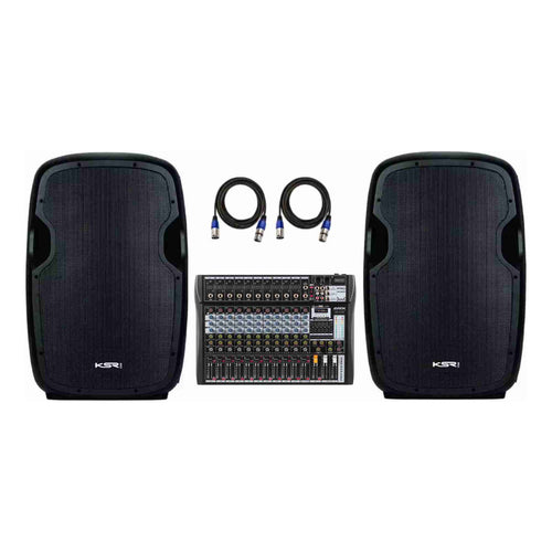 Kit Som Igreja Bar Caixa Ativa 12 Ksr K812 + Mesa 12 + Cabo Preto