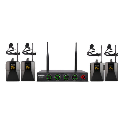 Microfone Sem Fio Lapela Quadruplo Ksr Pro Br6080 200 Canal Preto