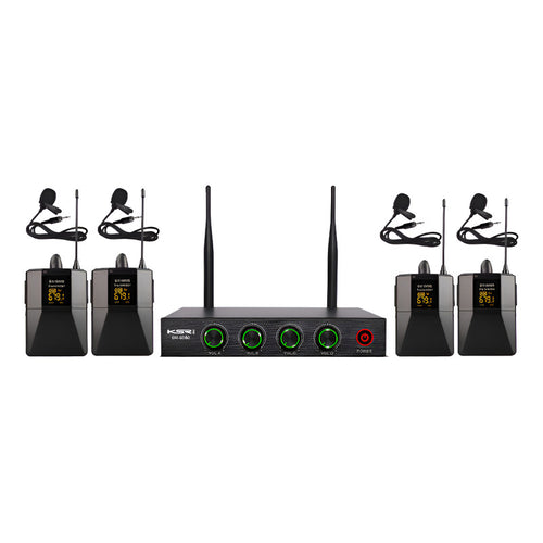 Microfone Sem Fio Lapela Quadruplo Ksr Pro Br6080 200 Canal Preto