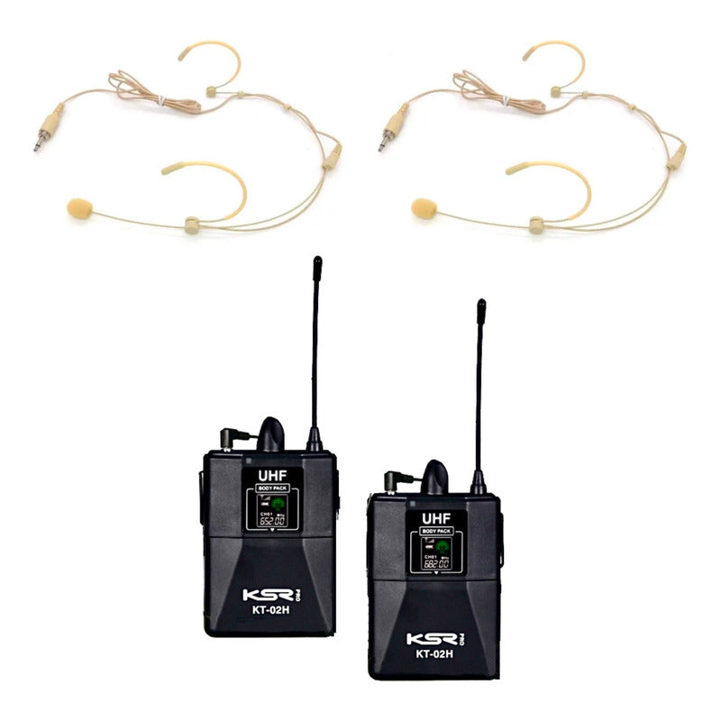Microfone Sem Fio Headset Kt3a Duplo Cor De Pele Ksr Pro Uhf Cor De Pele