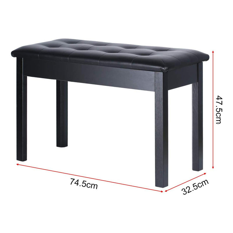 Banco Para Piano Sonata Doubleblack Madeira E Couro B-111t Preto