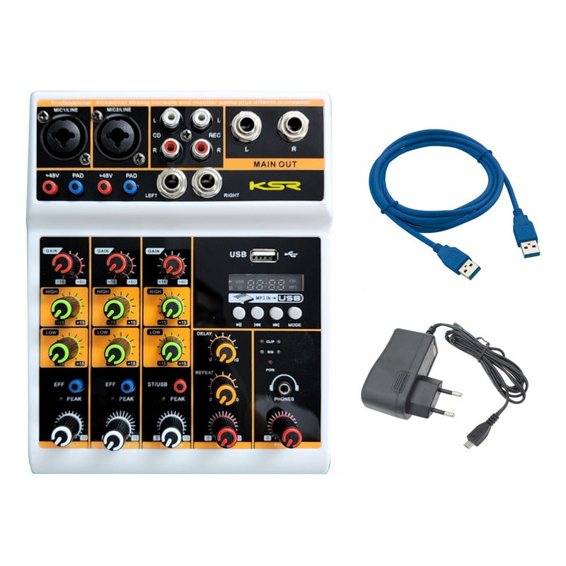 Kit Mesa De Som 4 Canais Ktl4 Ksr Interface 1 Microfone Ks58 127/220v