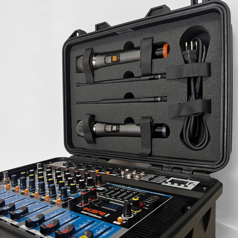 Mesa Amplificada Com Microfone Duplo Sem Fio Ksr Pro Kmp1600 127v